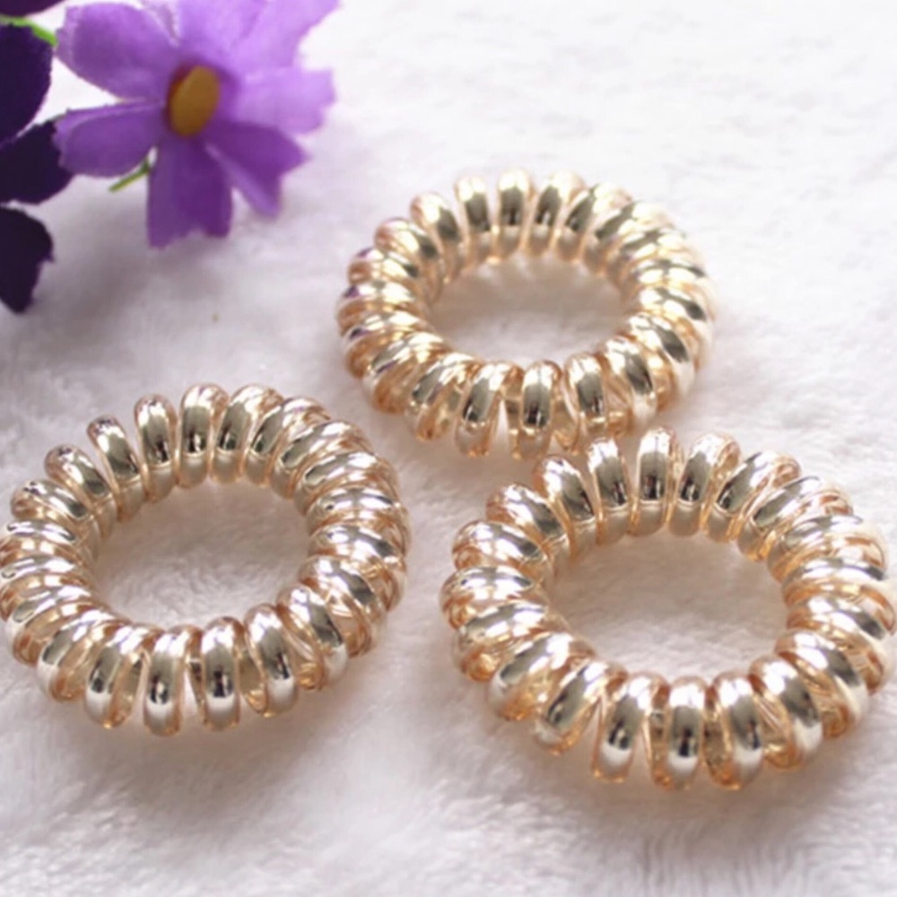 Set of 5 Gold Elastic Stretch Ponytail Holders! - Picture 2 of 7